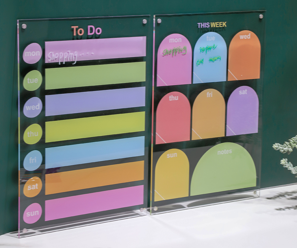 Magnet Acrylic planner with 4pcs pen, 1 eraser, 1 penholder